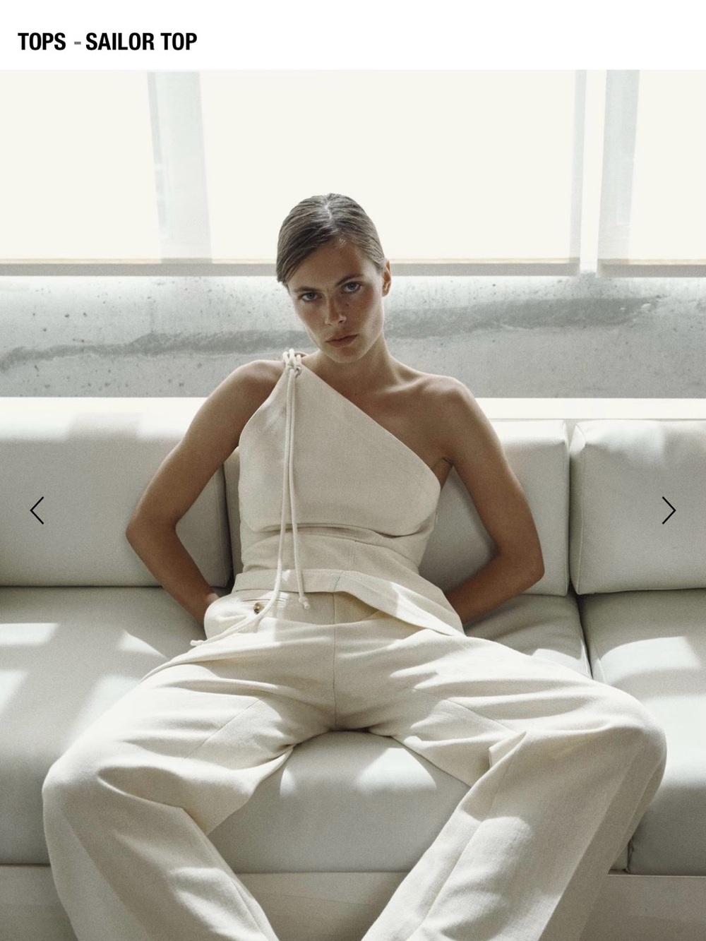 Helmut Lang Cream One-Shoulder Sailor Top